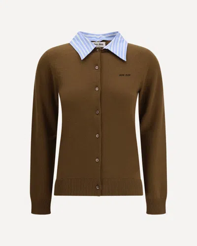 Miu Miu Cashmere Cardigan In Brown
