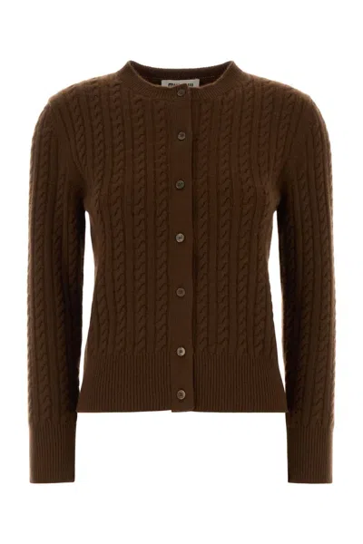 Miu Miu Cashmere Cardigan In Brown