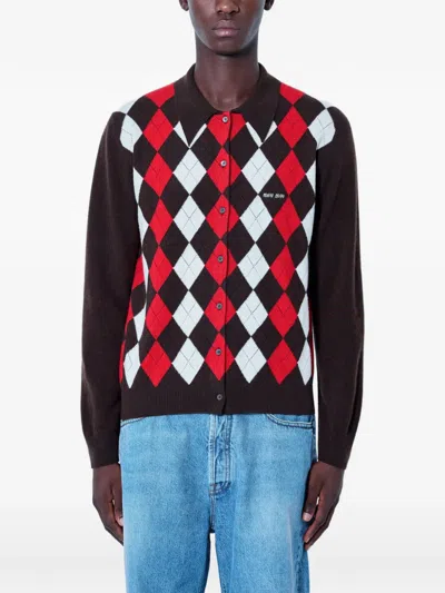 Miu Miu Cashmere Cardigan In Brown