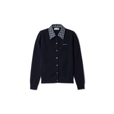 Miu Miu Cashmere Cardigan In Navy