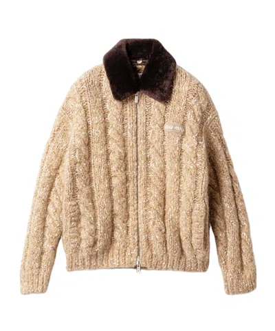 Miu Miu Cashmere Cardigan In Snow White