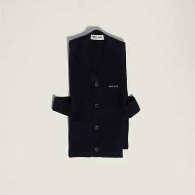 Miu Miu Cashmere Cardigan Vest In Black