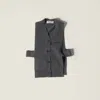 Miu Miu Knitwear Top Sleeveless Ribbed Hem Pockets In Black
