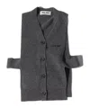 Miu Miu Knitwear Top Sleeveless Ribbed Hem Pockets In Gray