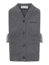 Miu Miu Knitwear Top Sleeveless Ribbed Hem Pockets In Gray