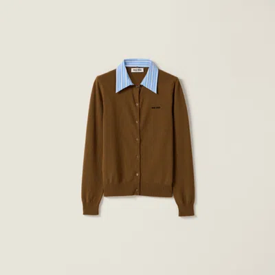 MIU MIU CASHMERE CARDIGAN WITH COLLAR
