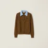 Miu Miu Knitwear With Ribbed Cuffs And Hem In Brown