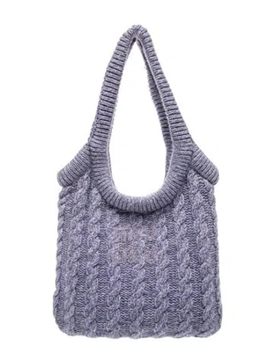 Pre-owned Miu Miu Cashmere Cashmere Cable Knit Ivy Shoulder Bag Small In Purple