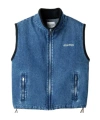 Miu Miu Logo-embroidered Denim Gilet In Blue