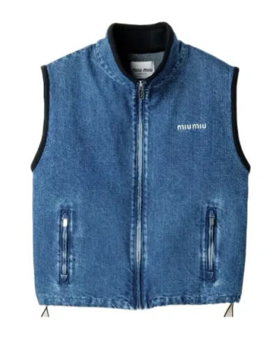 MIU MIU CASHMERE DENIM BLOUSON VEST