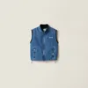 Miu Miu Logo-embroidered Denim Gilet In Blue