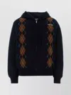 Miu Miu Cashmere Down Jacket With Hood And Pattern In Blue