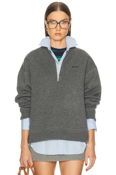 Miu Miu Cashmere F.12 Half Zip Sweater In Gray