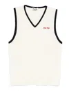 Miu Miu Sleeveless Ribbed Cashmere Gilet In Blanco