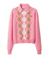Miu Miu Argyle Pattern Polo Collar Knitwear Sweater In Pink