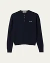 Miu Miu Cashmere Henley Pullover In Blue
