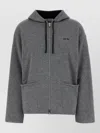 Miu Miu Cashmere Hooded Sweatshirt Front Pockets In Gray
