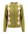 Miu Miu Cashmere Knit Cardigan In Green