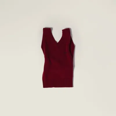 Miu Miu Cashmere Knit Vest In Red