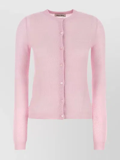 Miu Miu Cashmere Lace Knitwear F.18 In Pink