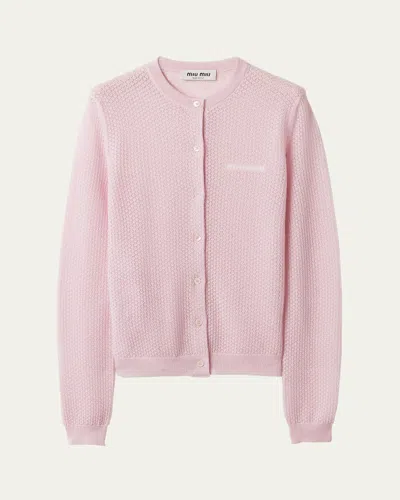 MIU MIU CASHMERE LACY BUTTON-FRONT CARDIGAN