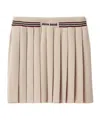 Miu Miu Pleated Knitted Cashmere Miniskirt In Nude