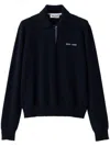 Miu Miu Cashmere Polo Sweater In Blue