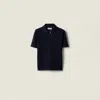 Miu Miu Polo T-shirt With Asymmetric Zip In Blue