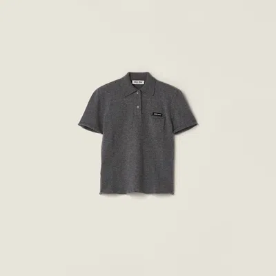Miu Miu Cashmere Polo Shirt In Gray