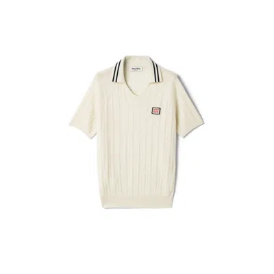 Miu Miu Cashmere Polo Shirt In White