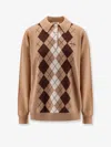 Miu Miu Argyle Pattern Cashmere Polo Pullover In Multi