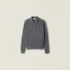 Miu Miu Cashmere Polo Sweater In Gray