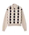 Miu Miu Collared Sweater Long Sleeves Regular Fit In Neutral