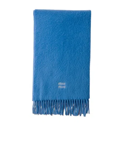 Miu Miu Cashmere Scarf In Blue
