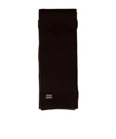 Miu Miu Cashmere Scarf In Brown