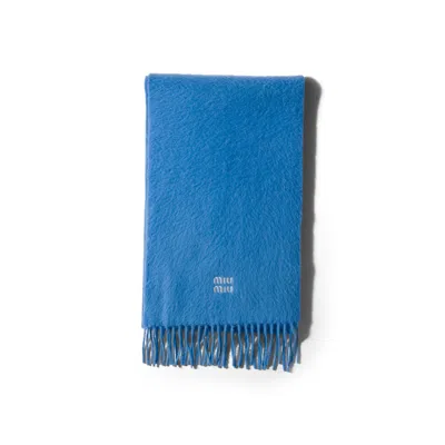 Miu Miu Cashmere Scarf In Periwinkle Blue