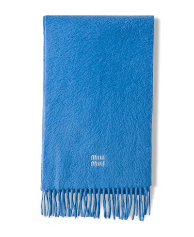 Miu Miu Cashmere Scarf In Blue