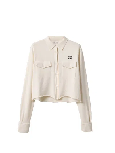 Miu Miu Cashmere Shirt In White
