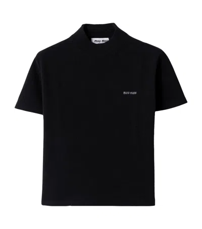 Miu Miu Cashmere Short-sleeve Sweater In Black