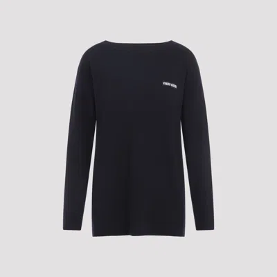 Miu Miu Cashmere Sneck Sweater For Women In Blue