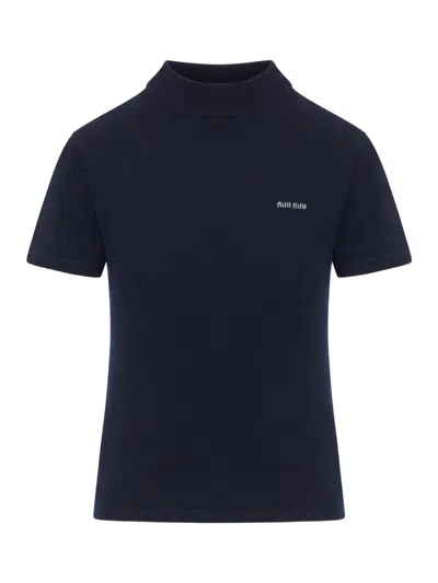 Miu Miu Cashmere Sweater In Blue