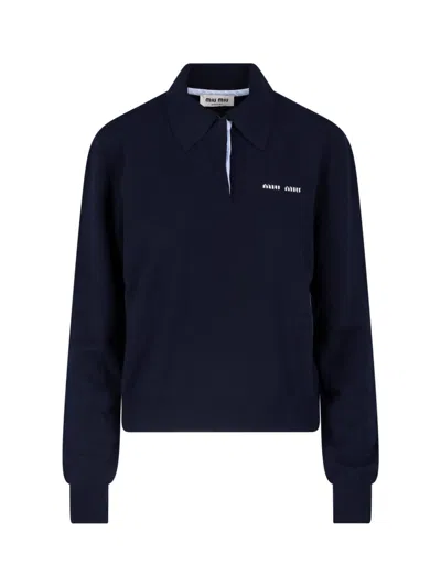 Miu Miu Cashmere Sweater In Blue