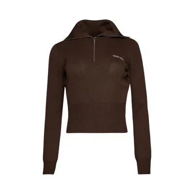 Pre-owned Miu Miu Cashmere Sweater 'cacao' | Brown | Women's Size 42