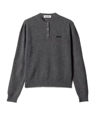 Miu Miu Cashmere Sweater In Gray