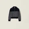 Miu Miu Cashmere Sweater With Ribbed Cuffs And Hem In Blue