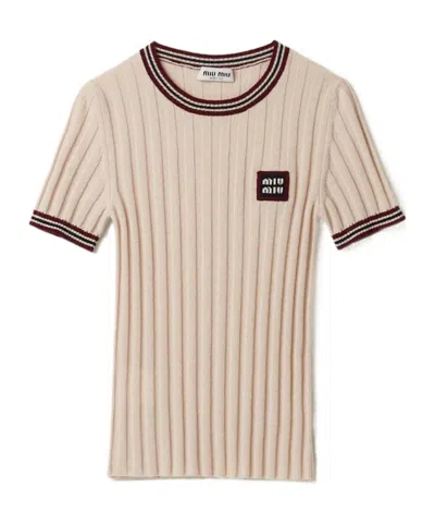 Miu Miu Cashmere Sweater In Neutral