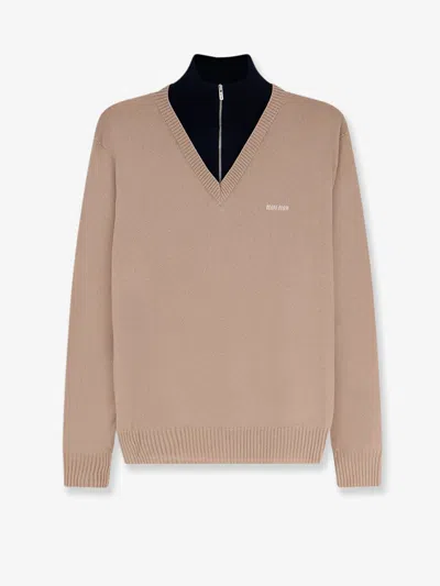 Miu Miu Cashmere Sweater With Logo Inlay In Multi