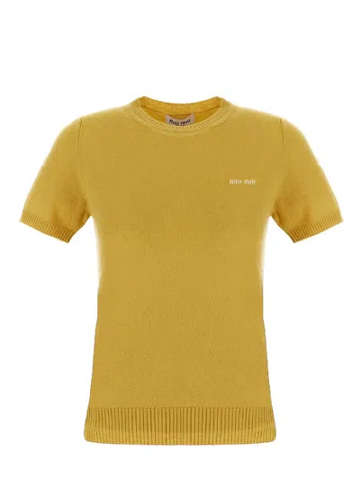 Miu Miu Cashmere Sweater In Yellow