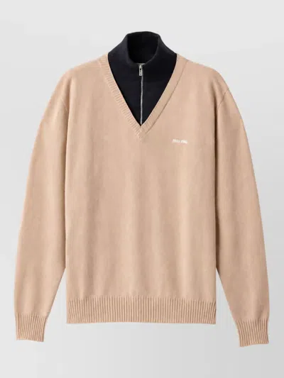 Miu Miu Cashmere Sweatshirt In Neutral