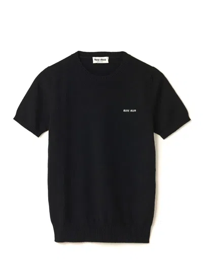 Miu Miu Cashmere T-shirt In Black
